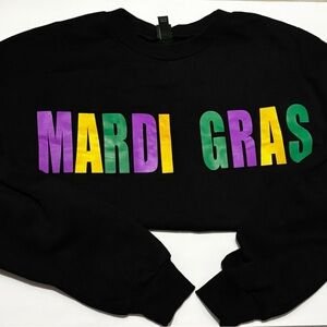 Wild Fable Black Mardi Gras Cropped Sweatshirt